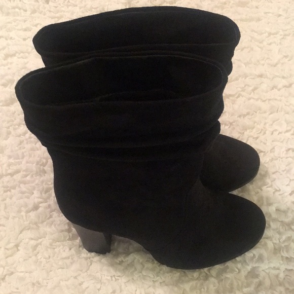 Black Faux Suede Ankle Booties - Picture 7 of 8